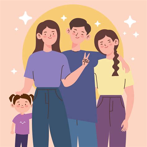 happy four korean family members 12593149 Vector Art at Vecteezy