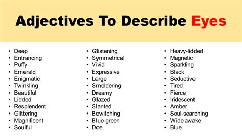 Adjectives to Describe Eyes - GrammarVocab