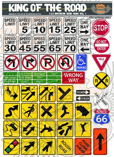 1:24 American Road Signs Digital Download Vector - Etsy