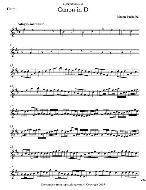 Canon In D Flute And Piano By Johann Pachelbel Sheet Music Collection ...