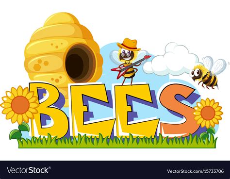 Word design for bees Royalty Free Vector Image