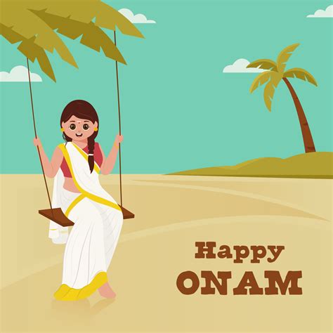 Happy Onam Celebration Poster Design With South Indian Young Lady ...