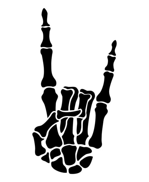 Skeleton finger Rock and Roll Devil Horns hand sign illustrations ...