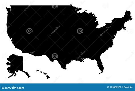 United States of America Map Silhouette.Map of America Vector Il Stock ...