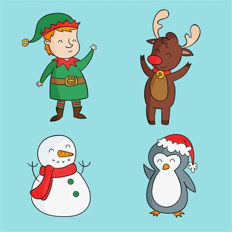 Free Vector | Hand drawn christmas characters collection