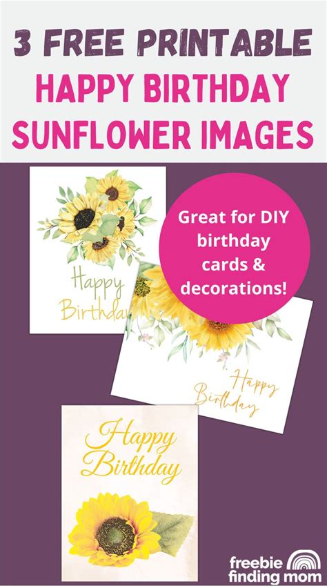 3 Free Happy Birthday Sunflowers (Images to Print) in 2023 | Happy ...