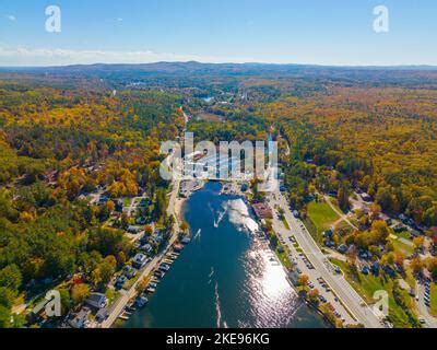 Alton Bay at Lake Winnipesaukee aerial view and village of Alton Bay in ...