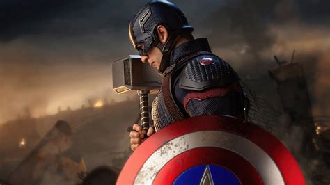 Captain America Chris Evans Hammer Mjölnir Shield Steve Rogers 4K 5K HD ...