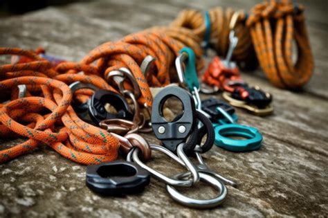 Premium AI Image | rock climbing tools and equipment professional advertising photography