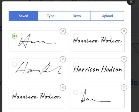 How to specify the type of signature – SignRequest