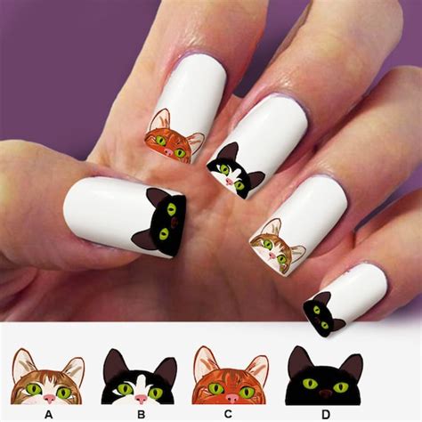 Items similar to nail decals, Black cat nail decal,nail art, Nail Art design, Water Slide nail ...