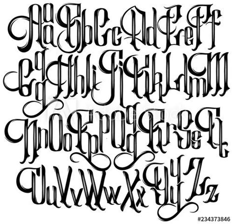 Vector handwritten gothic font for unique lettering. | Lettering styles alphabet, Tattoo ...