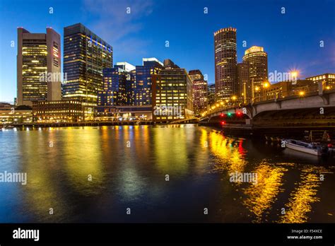 boston downtown buildings evening Stock Photo - Alamy