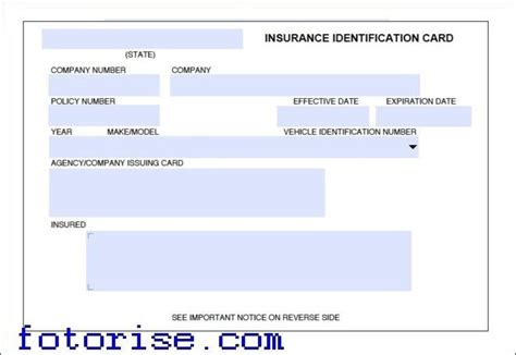 Fillable Free Blank Insurance Card Template