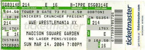 WrestleMania XX Ticket – The 411 From 406