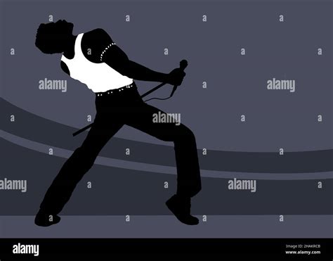 Silhouette illustration queen fredy mercury Stock Photo - Alamy