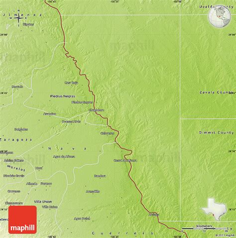 Physical Map of Maverick County