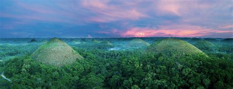 Sunrise at Chocolate Hills - Bohol - Philippines [1600X550] [OC] : r ...