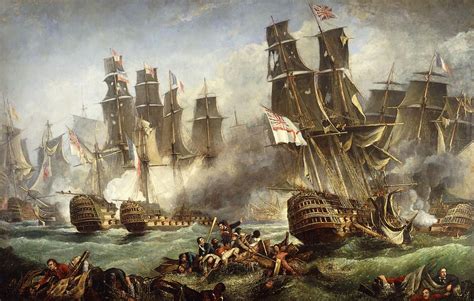 The Battle Of Trafalgar Painting - The Battle Of Trafalgar Fine Art Print | Old Sailships ...