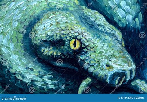 Venomous Snake, Oil Painting, Handmade Stock Illustration ...