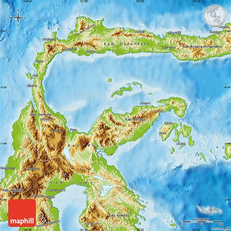 Physical Map of Central Sulawesi