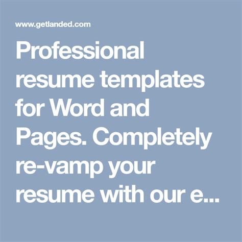Professional resume templates for Word and Pages. Completely re-vamp your resume with our easy ...