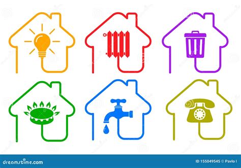 Utilities Icons Set. Electricity Water Gas Utility On White Background ...