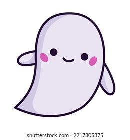 Kawaii Cute Ghost On White Background Stock Vector (Royalty Free) 2217305375 | Shutterstock