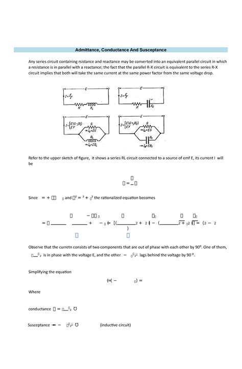 Admittance, Conductance And Susceptance - Refer to the upper sketch of figure, it shows a series ...