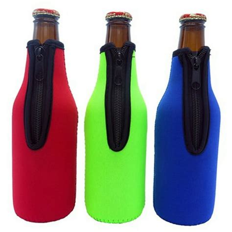 Windfall Beer Bottle Cooler Sleeves for Party - Collapsible Neoprene Sleeve with Zipper 330ml ...