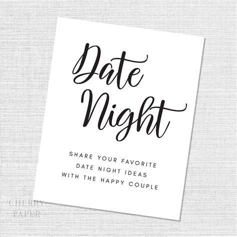 Date Night Sign Date Night Cards Printable Date Night Ideas | Etsy