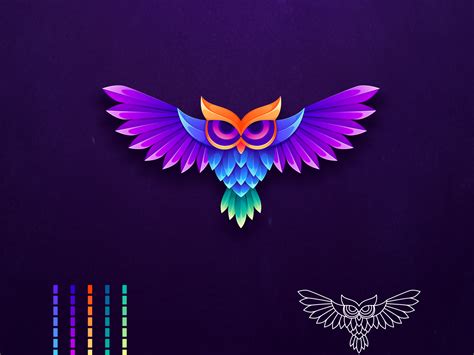 colorful owl logo by Lelevien on Dribbble