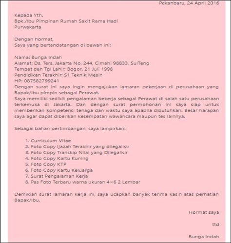 Contoh Surat Lamaran Ke Rs - Surat Lamaran Kerja : Desain Contoh Surat #5al8a918Ww