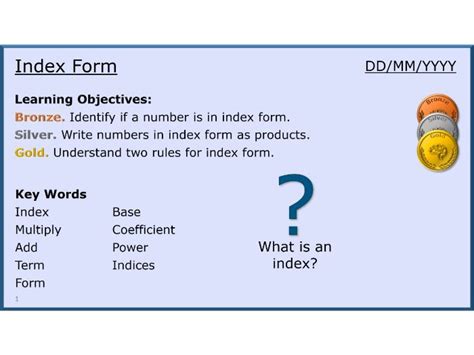 Algebra 07/31 Index Form | Teaching Resources