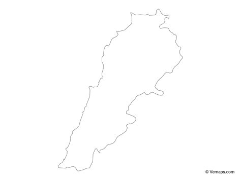 Outline Map of Lebanon | Free Vector Maps