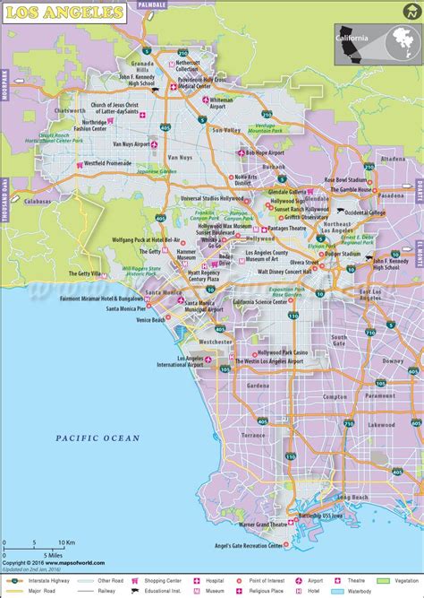 Los Angeles City Map | Los Angeles CA Map | Los angeles map, Time zone ...