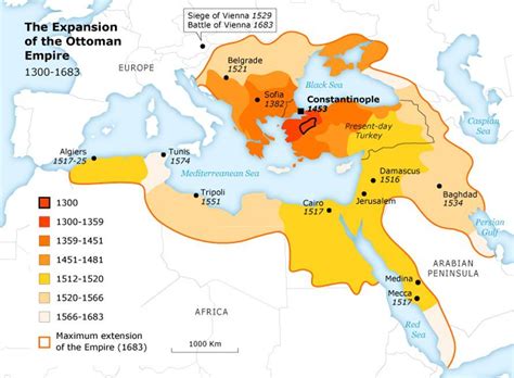 This is a map of the Ottoman Empire’s expansion throughout the years. | Map, History, Empire