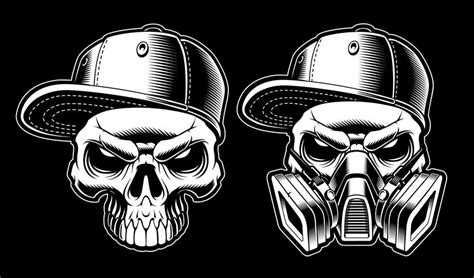 Black and white graffiti skulls 539386 Vector Art at Vecteezy