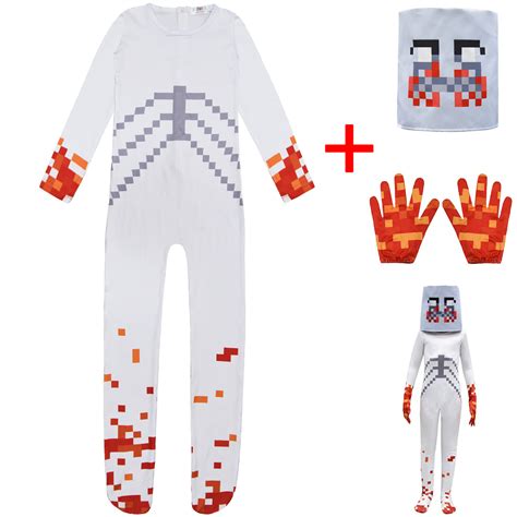 Minecraft Scp 096 Cosplay Costume Halloween Jumpsuit with Mask Outfits ...