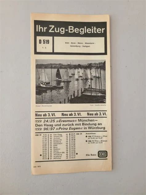 DEUTSCHE BAHN D519 Koln - Stuttgart Timetable (1973) £9.55 - PicClick UK