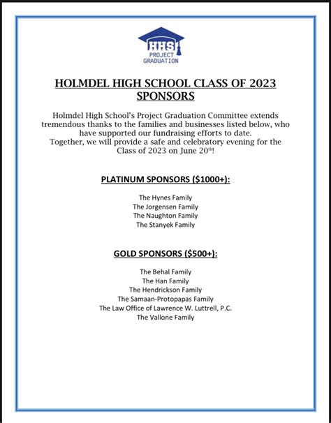 Holmdel Parents Associations Holmdel High School Project Graduation - Holmdel Parents Associations