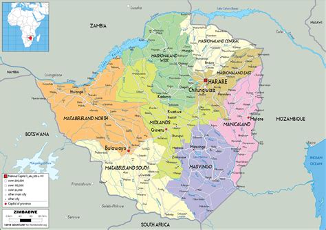 Zimbabwe Map (Political) - Worldometer