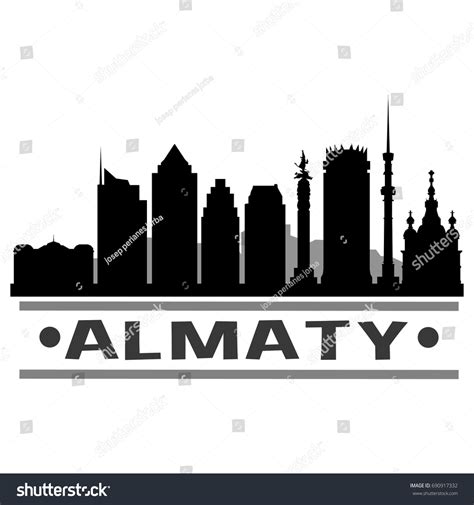 Almaty Skyline Silhouette City Vector Design Stock Vector (Royalty Free ...