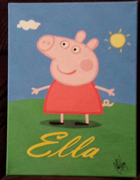 Personalized Peppa Pig Painting | Peppa pig painting, Kids canvas art, Pig painting