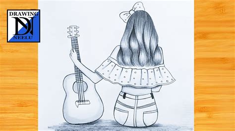 How to draw a girl with guitar- Step by Step beginner drawing | Pencil drawing | Easy simple ...