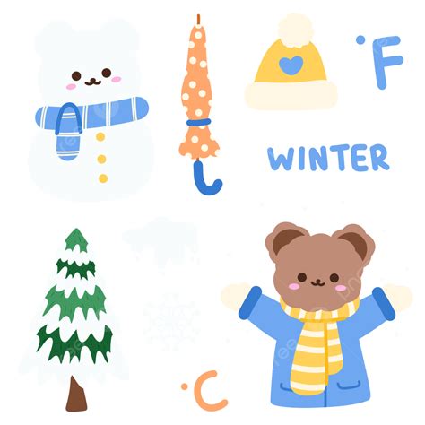 Cute Winter Bear Playing With Snow Korean Sticker, Winter, Cute Bear ...