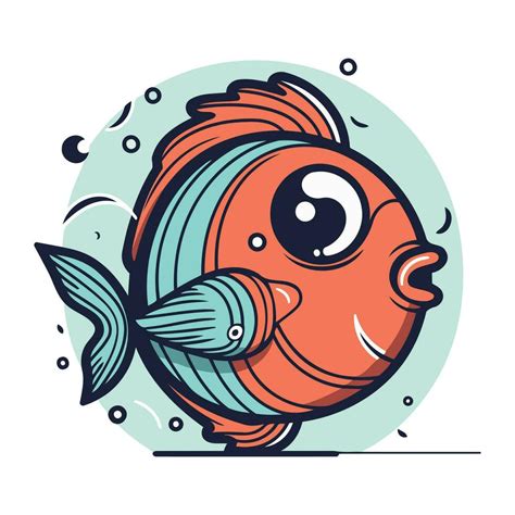 Cute cartoon fish. Vector illustration isolated on a white background ...