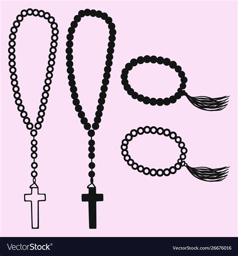 Rosary beads and cross Royalty Free Vector Image