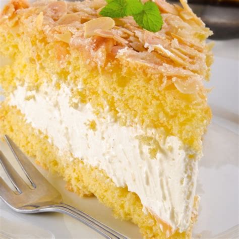 Bavarian Cream Filled Almond Cake Recipe