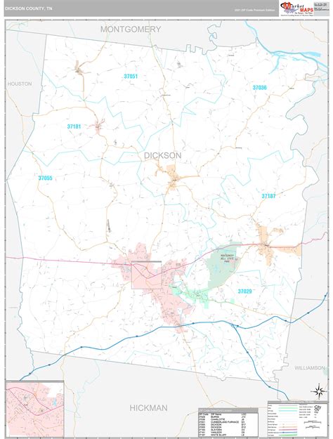 Dickson County, TN Wall Map Premium Style by MarketMAPS - MapSales